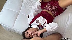 Petite teen indulges in naughty miniskirt adventures