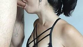 Hot girlfriend gives deep blowjob to wellington prado's big cock