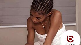 Honest massage turns into ebony cowgirl session