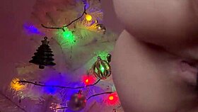 beautiful colombian girl masturbating under the christmas tree, feeling that orgasm build
