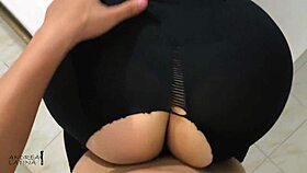 big ass in ripped leggings, horny amateurs fuck bent over doggystyle, cum on curvy homemade