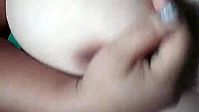 pornstar poosoo massages her big boobs