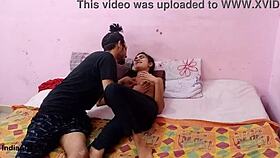 Skinny Indian teen takes huge cock in tight pussy