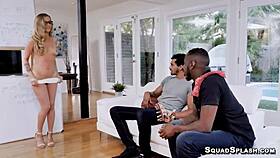 karla kush gets banged by two black cocks, bent over and gagging with spanking