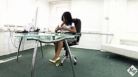 i'm that competitive slutty ebony secretary ready to fuck the boss hard for the top spot in office