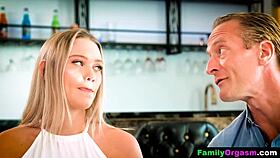 the NAUGHTY girl gives a quick MOUTH FUCK to her step daddy with SPITTING