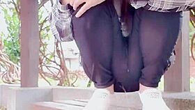 Hey, Crossdresser Tingting Gets Naughty Outdoors in Female Clothes, Peeing in Public!