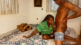 Ebony Teen 18+ Sucks Big Monster Cock With Juicy Pussy And Ass In Black Scene