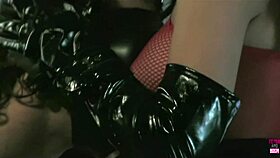 an amazing bimbo's cunt banged by sex toy in bondage