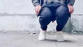 Hey, Crossdresser Tingting Gets Naughty Outdoors in Female Clothes, Peeing in Public!