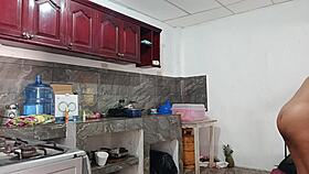 my friend's sister is preparing the dinner, and it looks very tasty to everyone