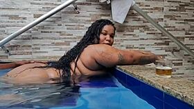 bbw drank all my milk by the pool with tattooed ass