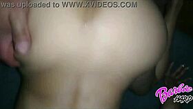 Barbie gets bent over in doggystyle sex with anal assfucking on her two holes