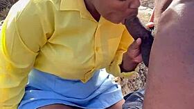 Outdoor homemade bbc pounds juicy ebony ass and pussy