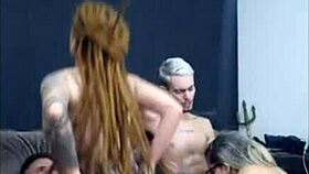 A Ruiva De Dread Rides Friend While Wife Blows In Cuckold Group
