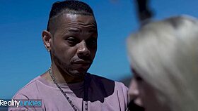 Realityjunkies - stunning blondie with tattoos gets side fucked by a thick cock and gets cum all over her bush