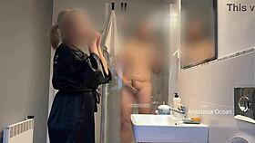 I caught my husband jerking off to my stepmom in the bathroom and decided to join in.