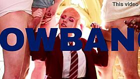 redhead nurse swallows cum at gloryhole in costume