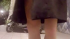 shemale ting xuan puts on butt plug while taking a walk and masturbates outdoor