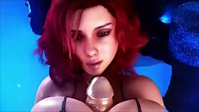 Fantasy widow dancing striptease with clothes ripped