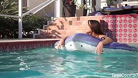 i lick vicky vette's big natural tits by the pool