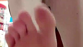 Stepsister Tries Shoes in Store, Showing Dirty Feet and Panties