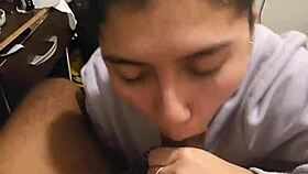 My girlfriend gives a quick blowjob and can't let go of my cock!