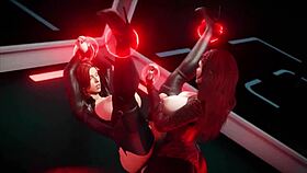 Fantasy widow dancing striptease with clothes ripped