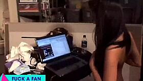 Phoenix marie enjoys a public bar encounter with fans outdoors.