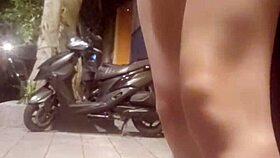 shemale ting xuan puts on butt plug while taking a walk and masturbates outdoor