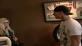 Busty blonde deep throats cock before pussy fucking.