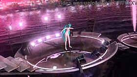 Hatsune Miku in full nude bunny costume from nostalgic project diva mod