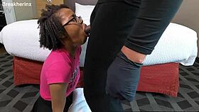 nerdy ebony teen virgin gets no mercy deepthroat and fisting from stranger 😈