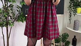 Amateur Blonde In Stockings And Glasses Explores Sexual Wellness With Handcuffs And Roleplay