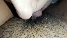 lesbian hairy pussy eating close up