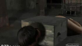 Restrained cutie receives punishment in the garage