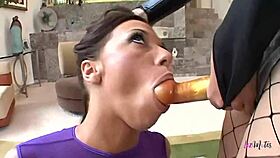 Sexy Asian Brunette Shares Strapons in Intense Lesbian Sex