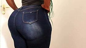 a milf showcases her big bumbum in this neutral presentation, highlighting her ample curves.