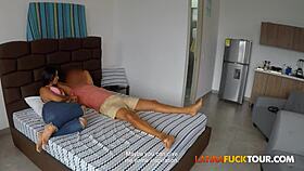 colombian girlfriend gives amazing blowjob moaning while fucking
