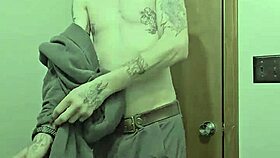 Skinny Girl Strips Naked in Bathroom with Monster Cock