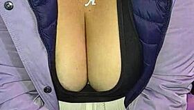 I acosando a madura venezolana culona en las calles de lima con hilo rojo parte 2, flashing outdoor exhibitionists.