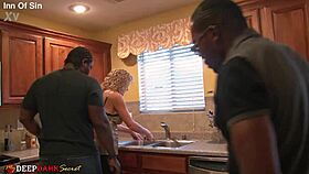 Jade calls the plumbers for a wild creampie with big black cocks!
