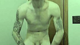 Skinny Girl Strips Naked in Bathroom with Monster Cock