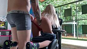 blonde offers ass to brother-in-law for arm insertion