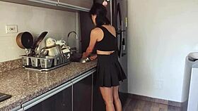 Latina Stepsister Sucks Husband's Cock After Chores