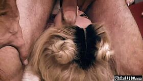 Teen interacts with stepdad in close family setting