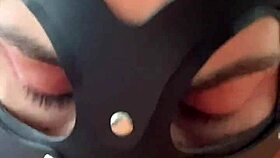 Kitty cosplay couple fucks outdoors, begging for cum