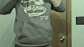 Skinny Girl Strips Naked in Bathroom with Monster Cock