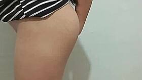 Asian stepdaughter with small waist fingers herself in front of her step dad. Young girl masturbates for daddy.