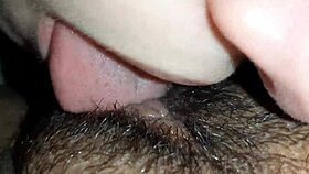 lesbian hairy pussy eating close up